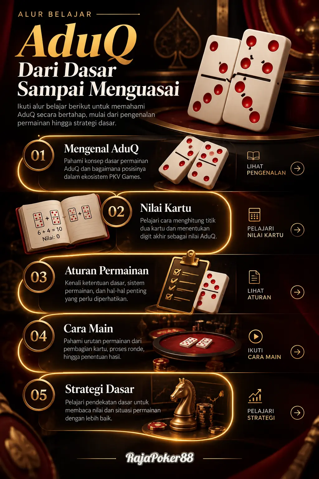 Infografik alur mempelajari permainan AduQ