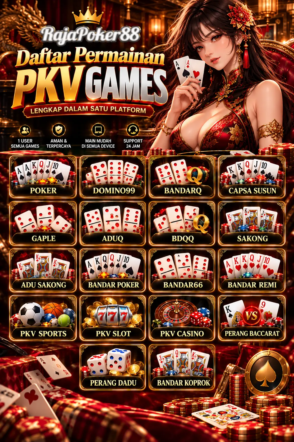 Infografik daftar permainan PKV Games