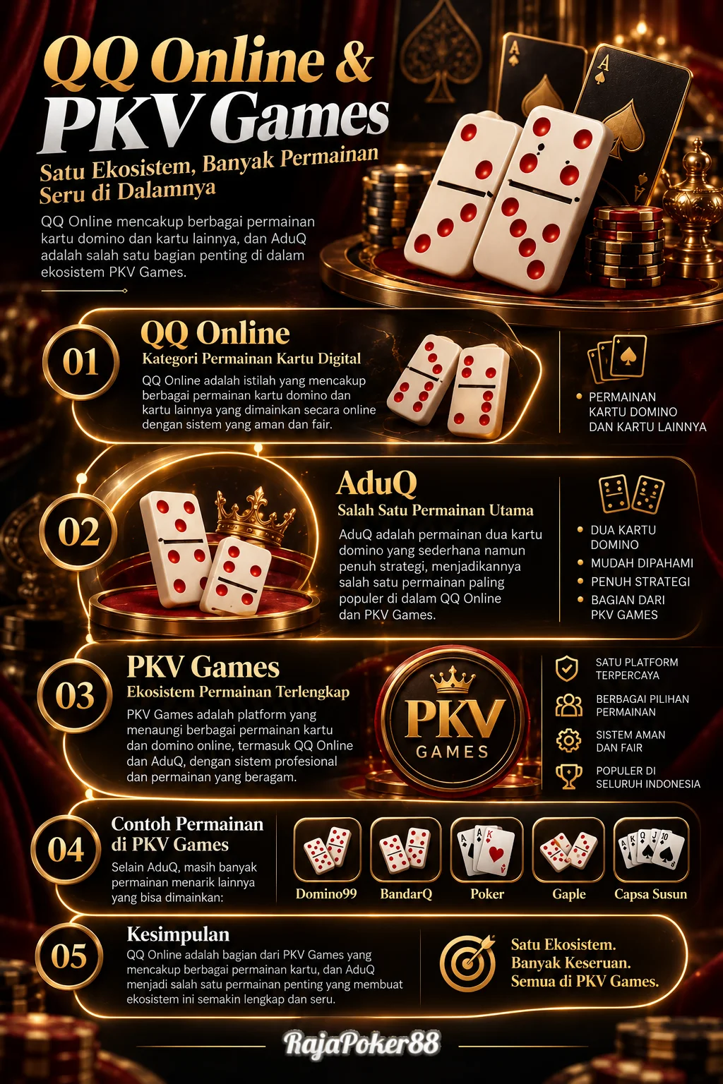 Infografik hubungan QQ Online AduQ dan PKV Games